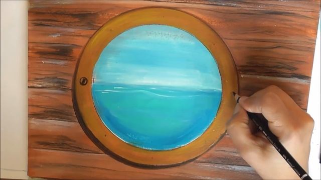How to paint a PORTHOLE Bull´s Eye Window- Step by step painting tutorial. Bullseye Ship on Sea смотреть онлайн