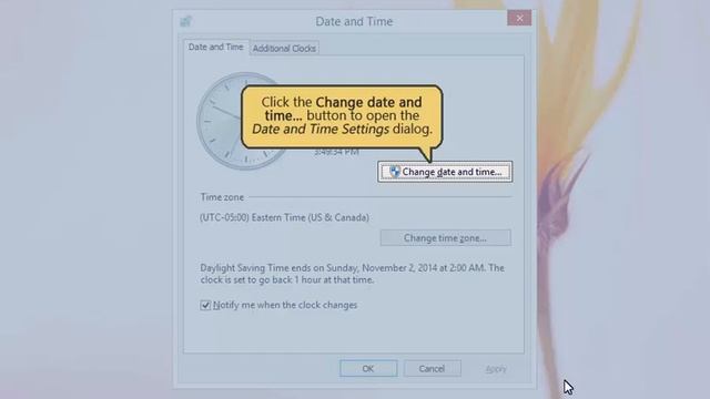 Changing the Date and Time in Microsoft Windows 8 (Lesson 2.8) смотреть онлайн