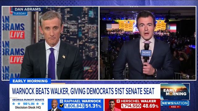 Warnock beats Walker, giving Dems 51st Senate seat | Early Morning смотреть онлайн