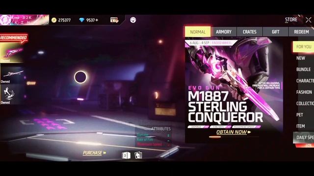 NEW EVOLUTIONARY M1887 || Got New Evo M1887 - STERLING CONQUEROR || MAXING OUT TO LV 7 || FF MÁX || смотреть онлайн