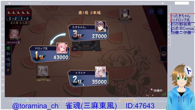 【雀魂】【参加型】#215 トラミナの雀魂配信【三麻】【Vtuber】 смотреть онлайн