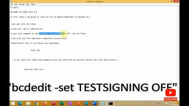 How to Remove Windows Watermark in Windows 8.1 using cmd смотреть онлайн