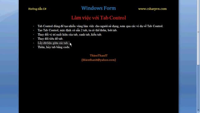 Thien Than IT Windows Form TabControl смотреть онлайн