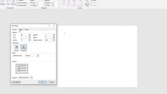 Ms Word 2019 Change Portrait To Landscape Page Set Up смотреть онлайн