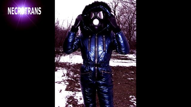 Winter dark blue ski overalls snow suit and author's gas mask respirator from the MB-2 mask смотреть онлайн