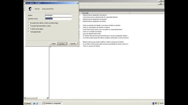 Criação de usuários no Active Directory - Windows 2003 Server смотреть онлайн