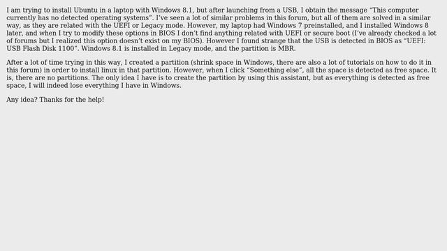 Ubuntu: This computer currently has no detected operating systems (no UEFI) смотреть онлайн