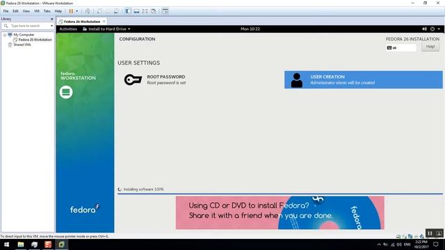 Установка Fedora 26 Workstation в качестве гостевой ОС | VMware® Workstation 14 Pro смотреть онлайн