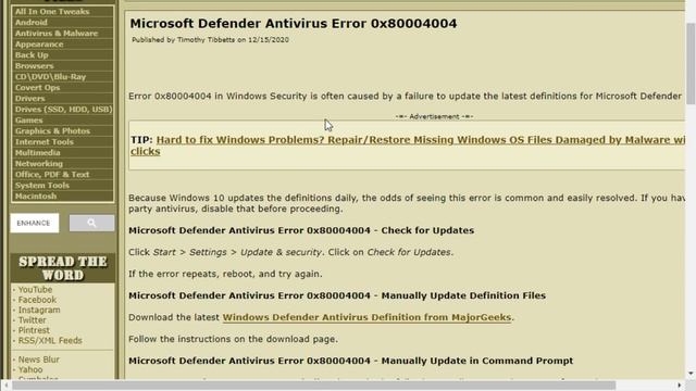 How to Update Windows Defender Antivirus Definitions смотреть онлайн