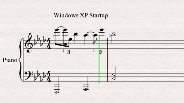 Windows XP startup - piano music sheet смотреть онлайн