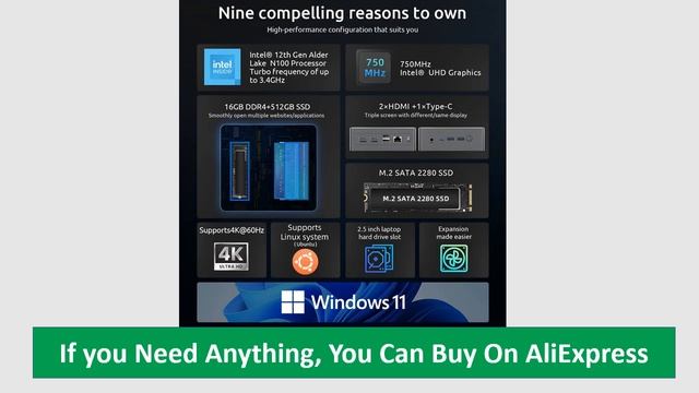 BMAX B4 Plus Mini PC Windows 11 PC Intel N100 16GB DDR4 512GB SSD 2*HDMI смотреть онлайн