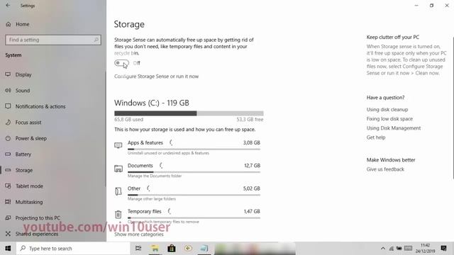 Windows 10 Home : How to enable or disable Storage Sense (automatically free up space) смотреть онлайн