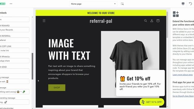 ReferralPal app. Referral window shopify storefront setup (app embeds). смотреть онлайн