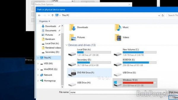 How to install Windows 10 in Bochs