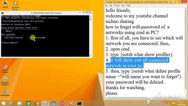 CMD : Forget Wi-Fi Password | Windows 10/8.1/8/7 смотреть онлайн