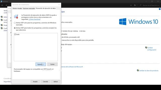 Agregar Main.exe a DEP de windows смотреть онлайн