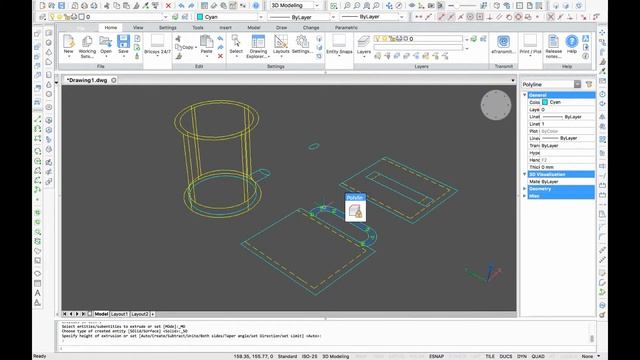 Converting 2D to 3D Objects in BricsCAD for Mac смотреть онлайн