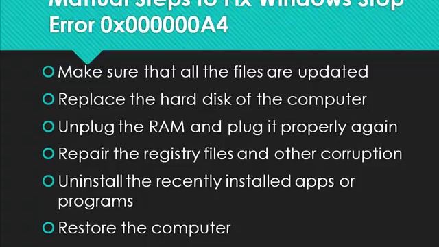 Fix Windows Stop Error 0x000000A4 смотреть онлайн