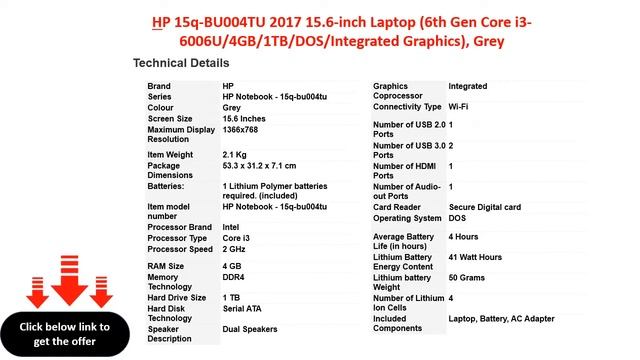 HP 15 Core i3 6th Gen - (4 GB/1 TB HDD/DOS) 15q-BU020TU Laptop смотреть онлайн