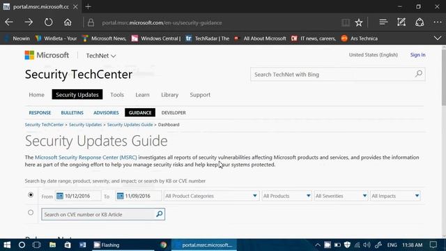 Windows 10 New Security updates Guide Website from Microsoft November 9th 2016 смотреть онлайн