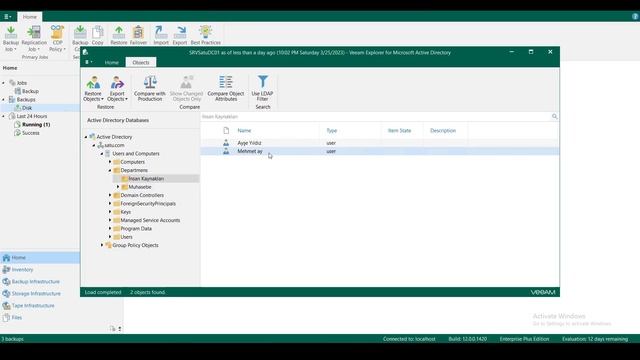 Active Directory AD Öğesi Kurtarma | Application Aware | Veeam Backup & Replication 12 | Ders 16 смотреть онлайн