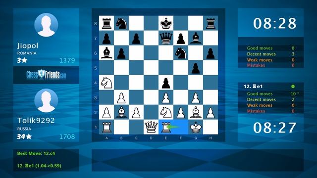 Chess Game Analysis: Tolik9292 - Jiopol : 1-0 (By ChessFriends.com) смотреть онлайн