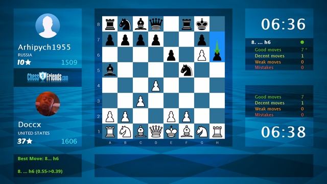 Chess Game Analysis: Doccx - Arhipych1955 : 1-0 (By ChessFriends.com) смотреть онлайн