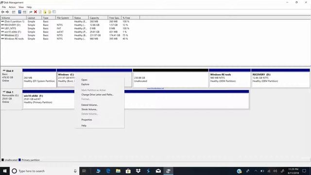 How to delete disk partition using Disk Management Windows 10 latest 2018 смотреть онлайн