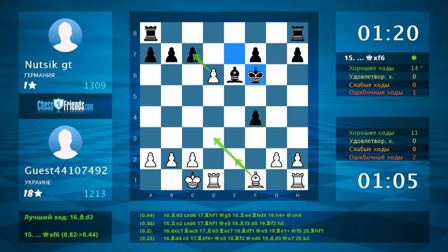Chess Game Analysis: Guest44107492 - Nutsik gt : 0-1 (By ChessFriends.com) смотреть онлайн