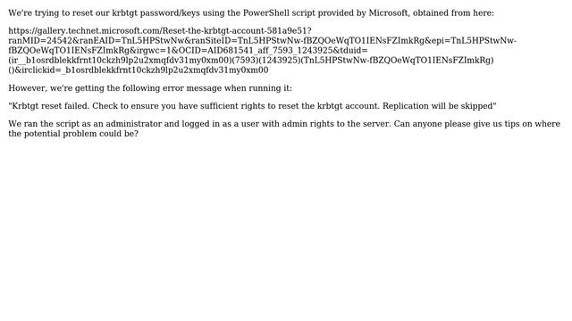 PowerShell error message for script to reset krbtgt account password/keys (2 Solutions!!) смотреть онлайн