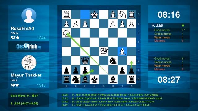 Chess Game Analysis: RosaEmAd - Mayur Thakkar : 0-1 (in 15 moves only) смотреть онлайн