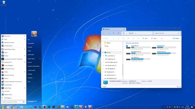 My Windows 7 futuristic desktop for Windows 11 🌊🪟🎚️ (Aero Glass) смотреть онлайн