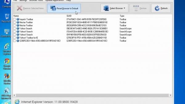 reset internet explorer browser to default state
