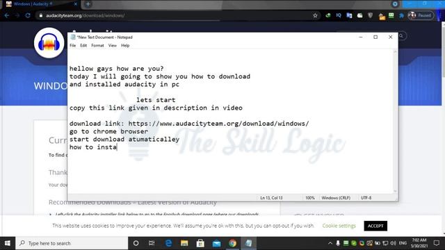 how to download and install audacity for windows 10 2021 By The Skill Logic. смотреть онлайн