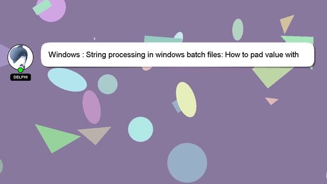 Windows : String processing in windows batch files: How to pad value with leading zeros? смотреть онлайн