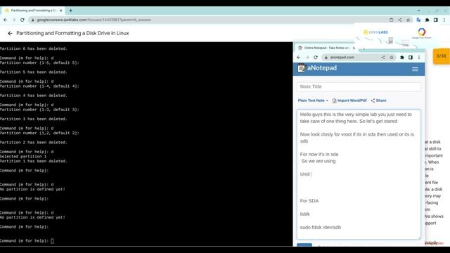Partitioning and formatting a Disk Drive in Linux || #new #coursera #quicklabs смотреть онлайн