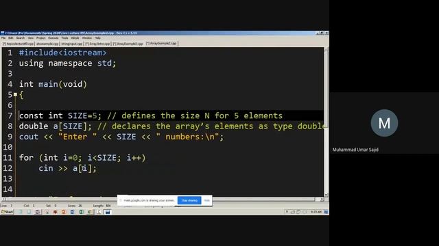 Live Lecture 09 Arrays Intro Abs and Getline смотреть онлайн