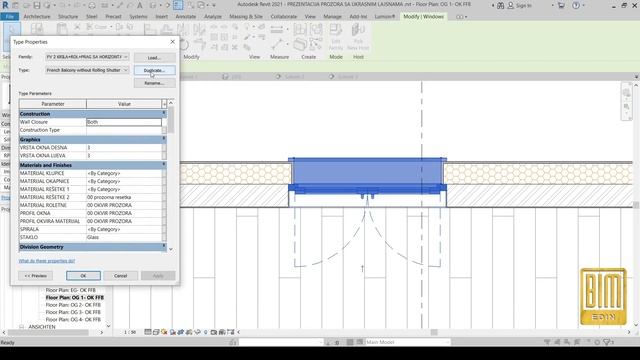 TWO-PANEL WINDOW FAMILY WITH ROLING SHUTTER AND DECORATIVE MOLDINGS / FULL PARAMETRIC смотреть онлайн
