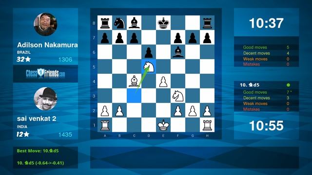 Chess Game Analysis: sai venkat 2 - Adilson Nakamura : 1-0 (By ChessFriends.com) смотреть онлайн