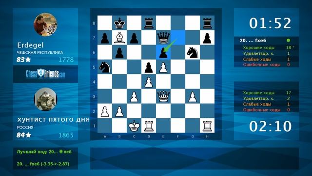 Chess Game Analysis: хунтист пятого дня - Erdegel : 1-0 (By ChessFriends.com) смотреть онлайн