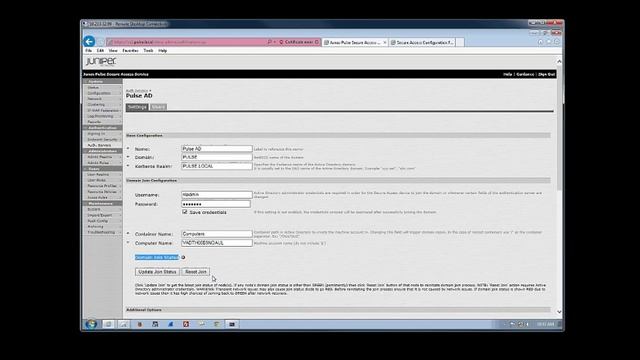 Junos Pulse: Configure an Active Directory / Windows NT Authentication Server смотреть онлайн