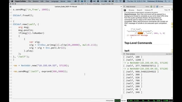 Open Sound Control - Week 13 Fall 2021 MUS 499C - Intro to SuperCollider смотреть онлайн