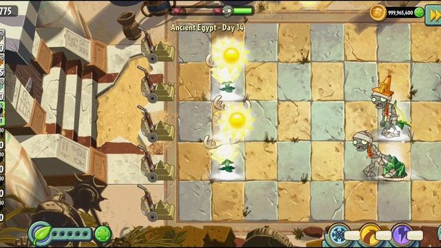 Plants vs Zombies 2 - Ancient Egypt - Day 14 Gameplay - MAX plants with Mints смотреть онлайн