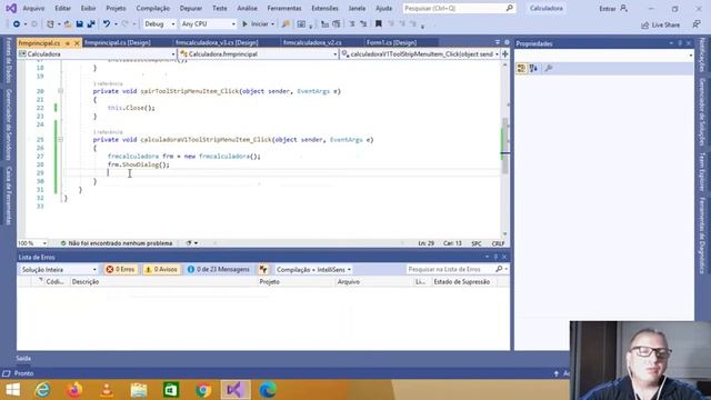 Exerc. Calculadora - Menu Principal (Windows Forms C#) смотреть онлайн