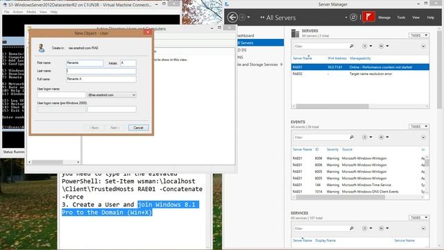 Part 3: Creating a new Domain User via Server Manager installed on Windows 8.1 Pro with RSAT смотреть онлайн