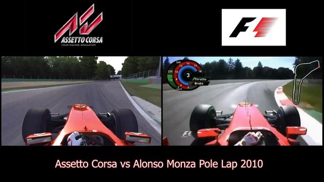 Side by Side Comparison | Assetto Corsa VS Real Life | F1 2010 Alonso Pole Lap Monza | 4K 60 FPS смотреть онлайн