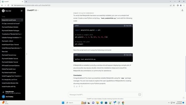 pip install matplotlib command смотреть онлайн
