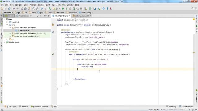 #9 Android studio tutorial. Android button click event till touch. 2017 смотреть онлайн