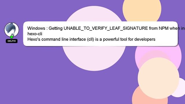 Windows : Getting UNABLE_TO_VERIFY_LEAF_SIGNATURE from NPM when installing hexo-cli смотреть онлайн