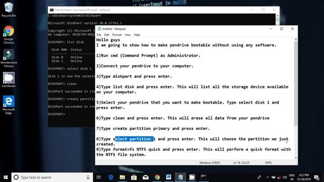 How to Create Bootable Pendrive using CMD(Windows Command Prompt) смотреть онлайн